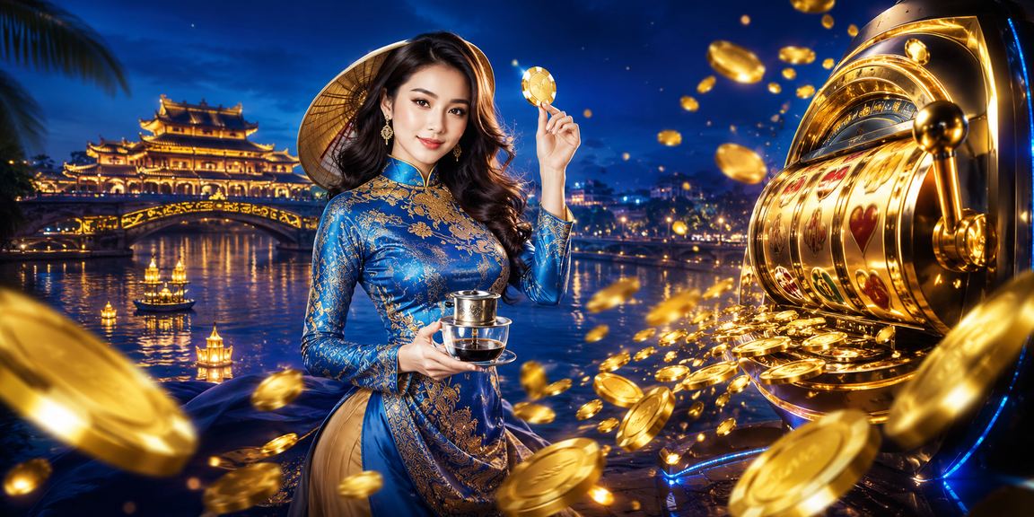 Người chơi slot game tại Huế với trang phục áo dài truyền thống Việt Nam